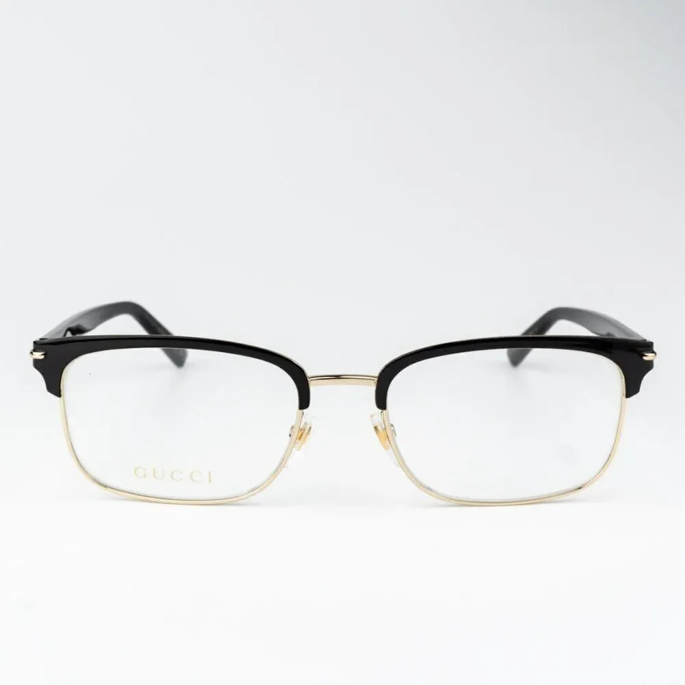 NEW Gucci GG1448O 001 Gold Rectangle Unisex Eyeglasses